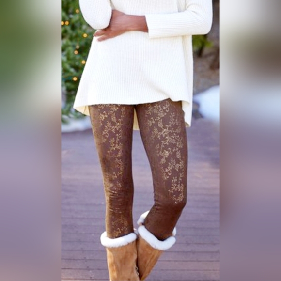 Soft Surroundings Pants - Soft Surroundings Women's Stretch Cotton High Rise Legging Ankle Coffee Bean XL